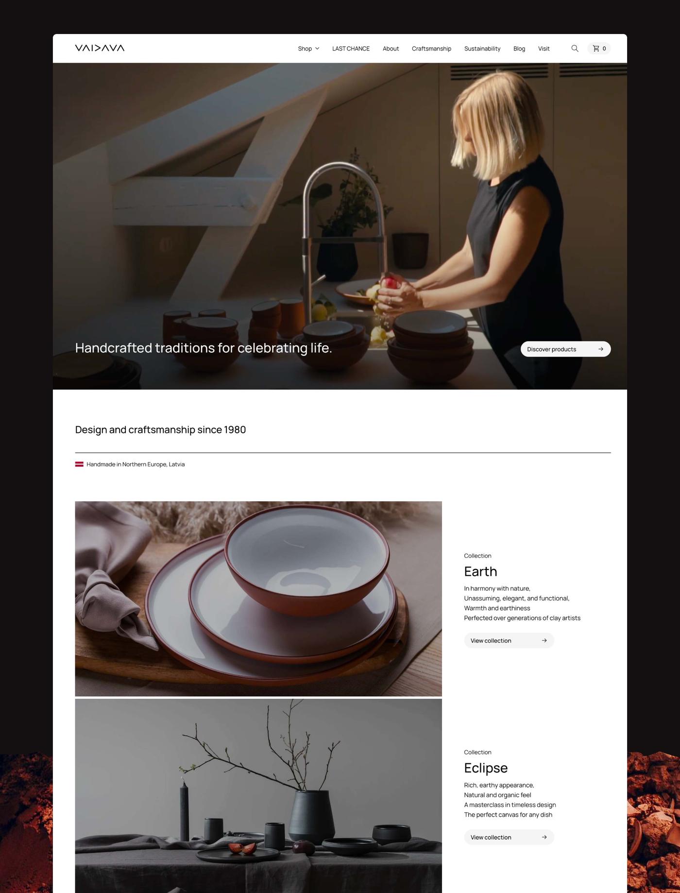 Vaidava desktop homepage